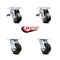Service Caster 4 Inch Rubber on Aluminum Caster Set with Roller Bearing 2 Total Lock Brake SCC SCC-TTL30S420-RAR-2-S-2 - alternate 2